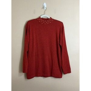 VTG  Womens Sparkly Shirt Sz Small Red Christmas Holidays 90s Embellished Party